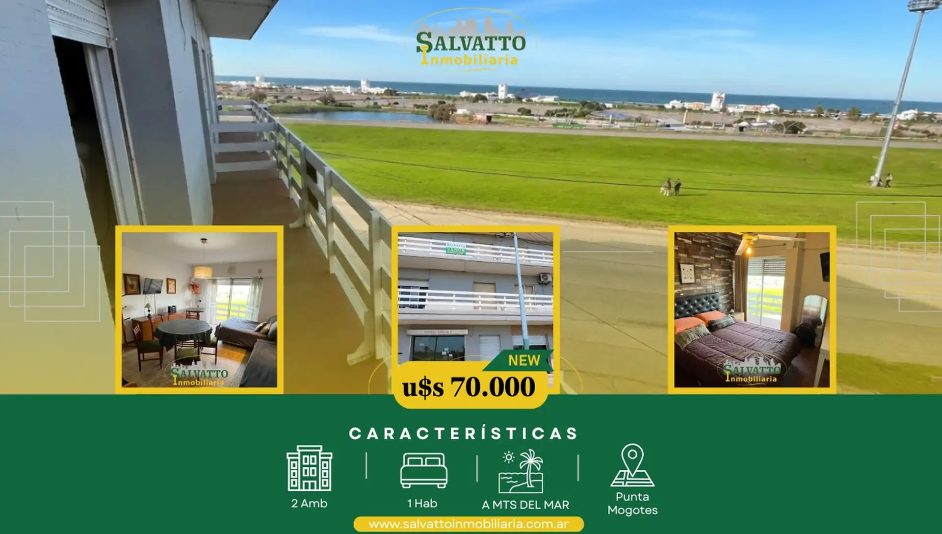 Departamento 2 ambientes con vista al mar en Punta Mogotes