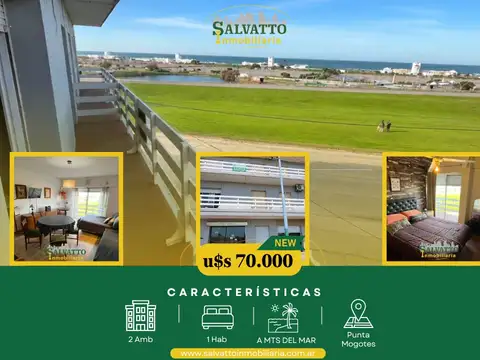 Departamento 2 ambientes con vista al mar en Punta Mogotes