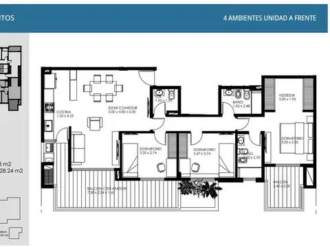 Departamento en Venta de 3 dormitorios
