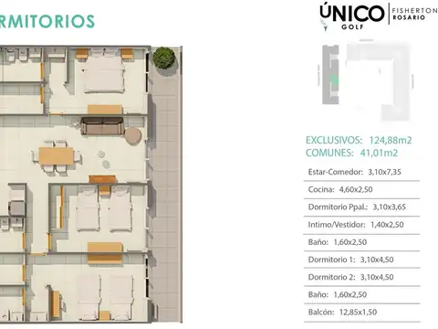 Departamento de tres dormitorios en Unico Golf Fisherton