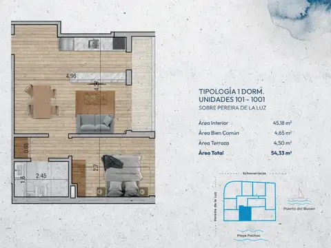 VENTA Apartamento POCITOS 1 dormitorio con balcón
