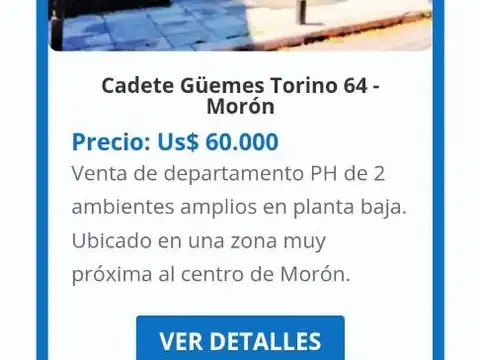 Depto Tipo Casa 2 ambientes con 1 baño