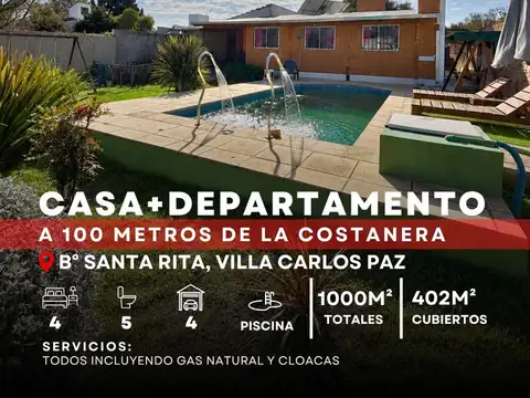 Venta Casa y Departamento A 100 Mts De La Costanera Lago San Roque En Santa Rita - Villa Carlos Paz
