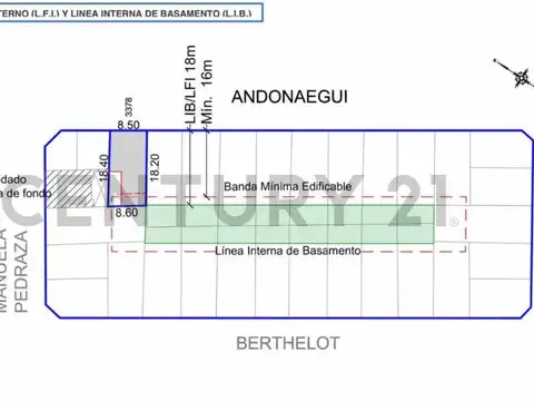 Terreno en Venta 18,30  mts Fondo