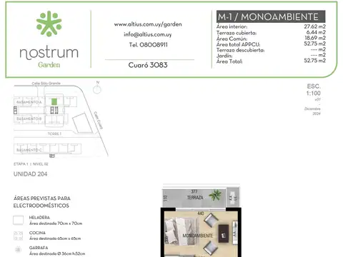 VENTA MONOAMBIENTE NOSTRUM GARDEN PRADO