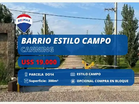 LOTE EN VENTA BARRIO ESTILO CAMPO CANNING