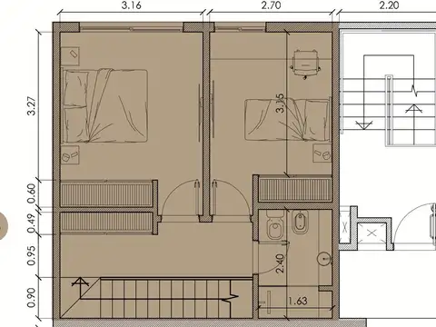 Departamento 3 ambientes con 1 baño