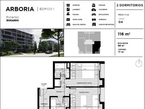 Departamento en Venta de 4 ambientes