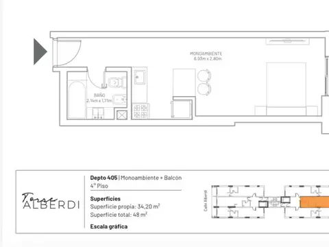 Departamento Monoambiente Alquiler | Torre Alberdi