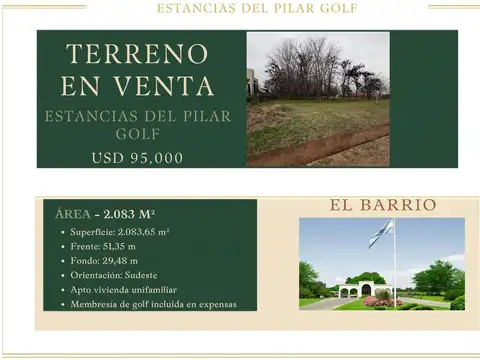 Terreno en Venta en Estancias Del Pilar Golf