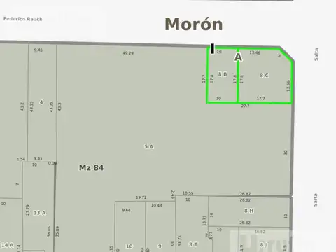Terreno en Venta 27  mts Fondo