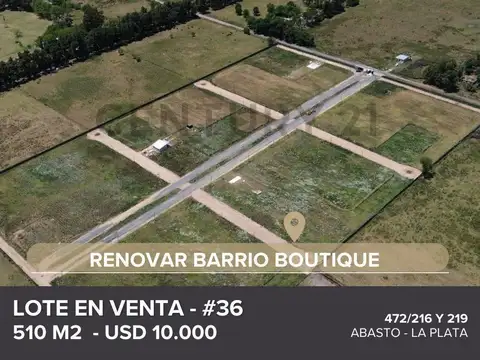 LOTE EN VENTA EN LA PLATA, RENOVAR BARRIO BOUTIQUE