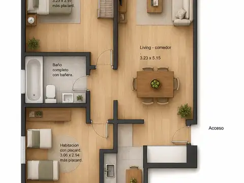 Departamento en Venta de 3 ambientes
