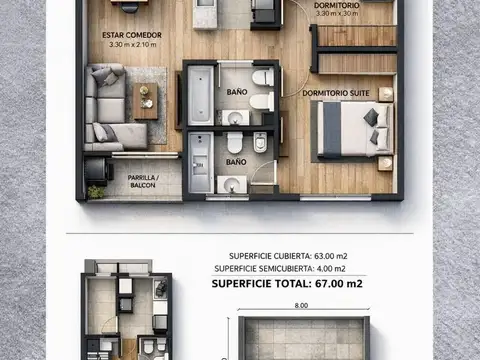 Departamento en Venta de 2 dormitorios