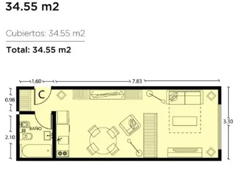 Departamento en Venta de Monoambiente