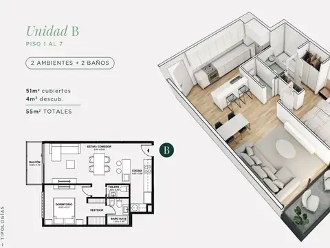 Departamento en Venta de 1 dormitorio