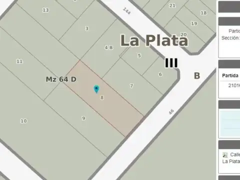 Terreno en Venta 20  mts Frente