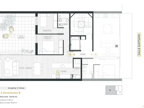 Departamento en Pichincha - Balcon - Patio
