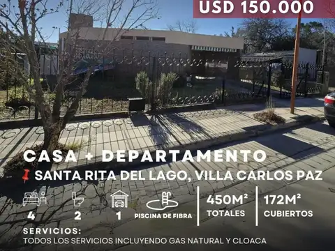 Venta Casa de 3 Dormitorios con Pileta y Departamento en Santa Rita del Lago - Villa Carlos Paz