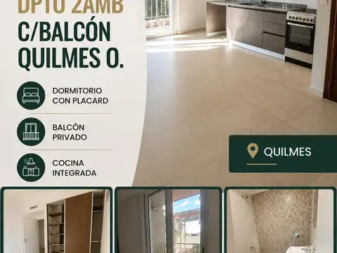 ALQUILA Moderno Dpto 2 amb. con balcon QUILMES O.