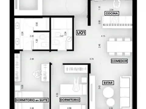 Departamento en Venta de 5 ambientes