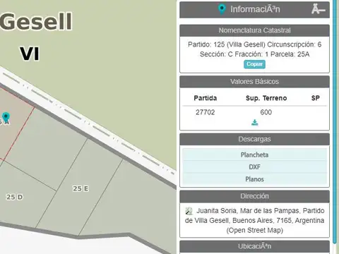 Terreno en Venta 20  mts Frente