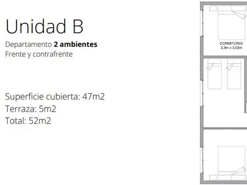 Departamento en Venta de 1 dormitorio