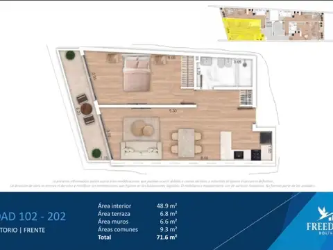 VENTA 1 DORMITORIO TERRAZA POCITOS  POZO