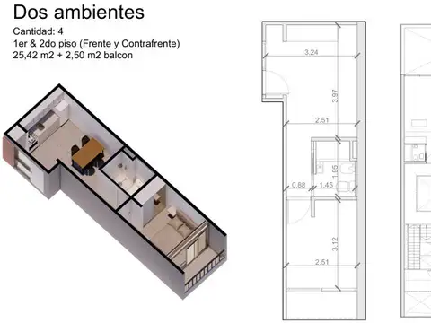 Departamento en Venta de 2 ambientes
