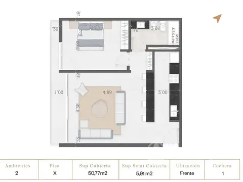 Departamento en Alquiler en San Isidro Vias / Rolon, USD 800