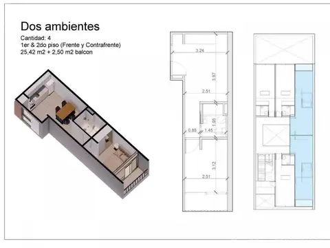 Departamento Monoambiente con 1 baño