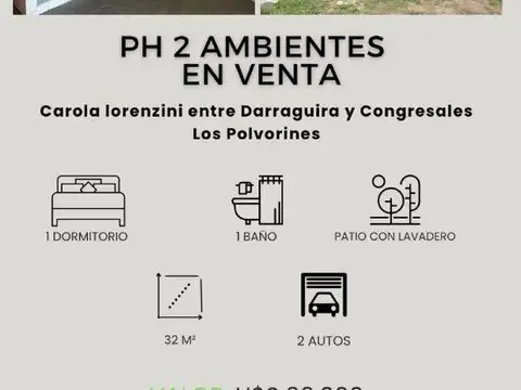 Venta PH 2 ambientes con amplio patio- Los Polvorines