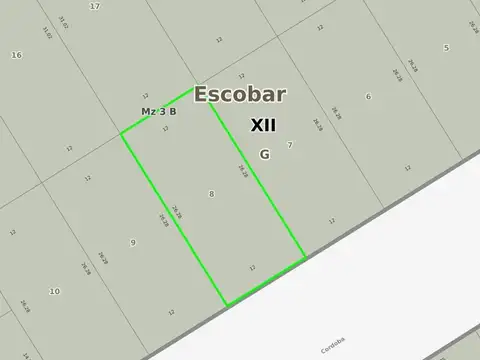 Lote en venta, Córdoba entre Felipe Boero y P. Mendocinas (Parcela N°8 de la Manzana 3b), Belén de Escobar. ¡ESCRITURA INMEDIATA! VENTA DE CONTADO O CON ANTICIPO Y CUOTAS