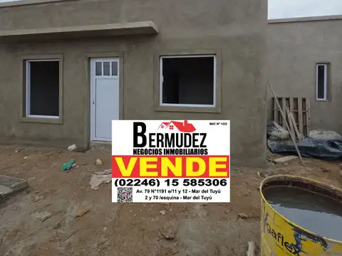 VENTA CHALET 3 AMBIENTES A ESTRENAR CALLE 76 ENTRE 8 Y 9 MAR DEL TUYU ANTICIPO Y CUOTAS 