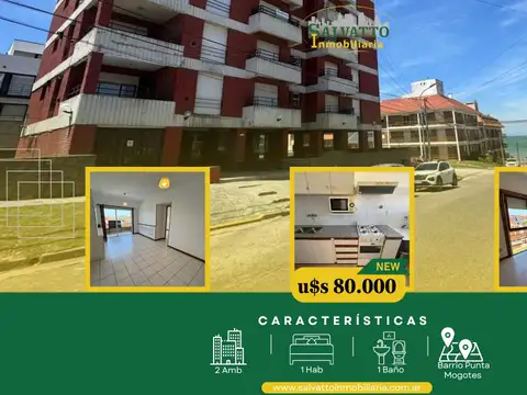 DEPARTAMENTO DE 2 AMBIENTES CON VISTA AL MAR Y COCHERA EN PUNTA MOGOTES