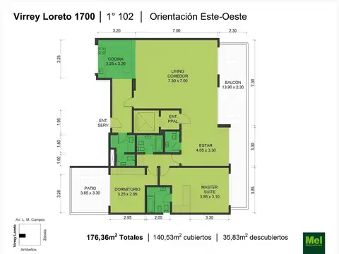 Virrey Loreto 1700, Piso 1