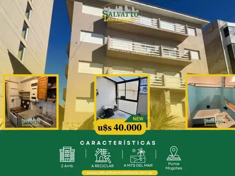 Departamento 2 ambientes a reciclar en Punta Mogotes