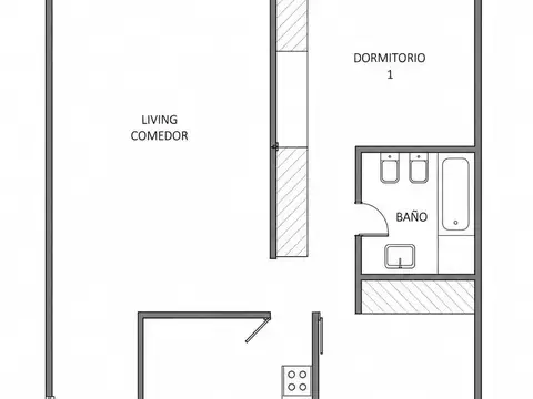 Departamento 3 ambientes con 1 baño