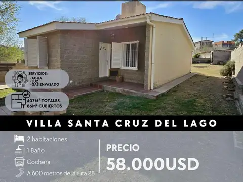 VENTA CASA DE 2 DORMITORIOS 407 mts² DE TERRENO EN VILLA SANTA CRUZ DEL LAGO