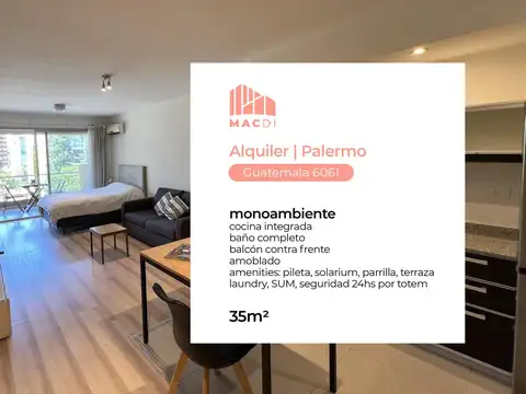 Excelente Dpto. en Alquiler amoblado con amenities.