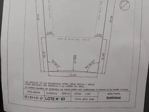 Terreno en Venta 40  mts Fondo