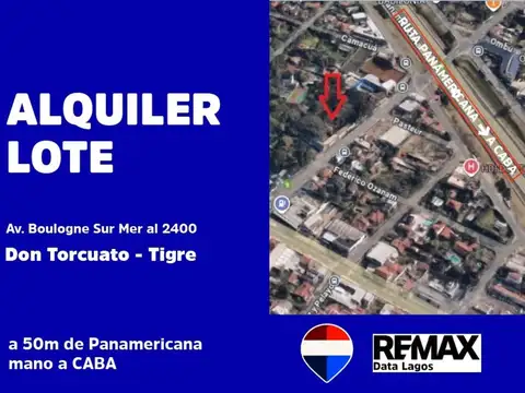 LOTE EN ALQUILER EN DON TORCUATO 50m PANAMERICANA