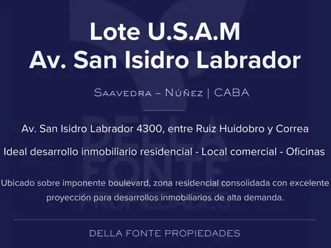 Terreno en Venta en Saavedra, CABA