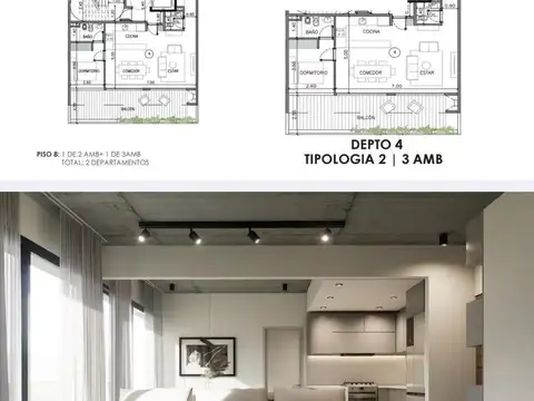 Departamento Monoambiente con 1 baño