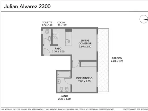 Departamento 2 ambientes con 2 baños