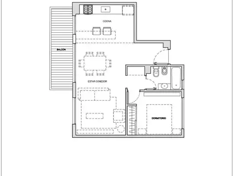 Departamento en Venta de 1 dormitorio