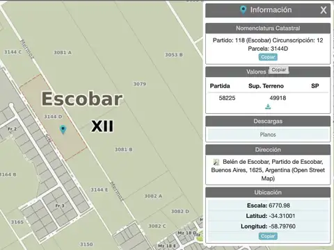 Terreno 10has en Belen De Escobar