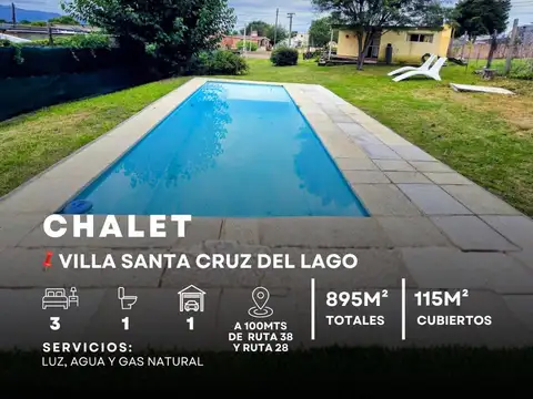 Venta Chalet Equipado C Pileta En 900m2 De Terreno A 100Mts De Ruta 38 En Villa Santa Cruz Del Lago
