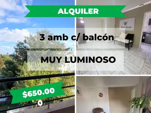 3 ambientes ¡Muy luminoso!  C/Balcón