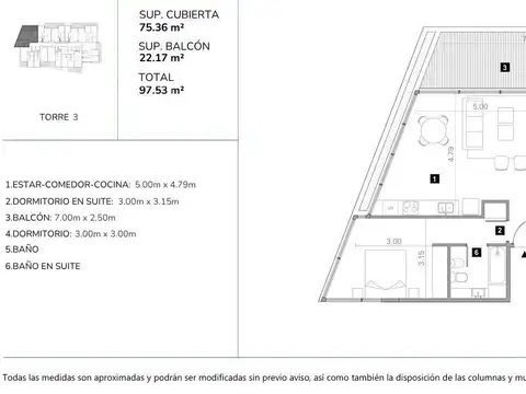 Departamento en Venta de 3 ambientes